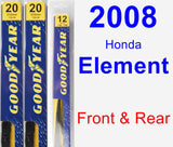 Front & Rear Wiper Blade Pack for 2008 Honda Element - Premium