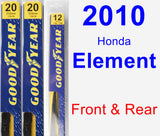Front & Rear Wiper Blade Pack for 2010 Honda Element - Premium