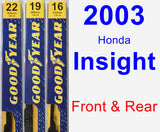 Front & Rear Wiper Blade Pack for 2003 Honda Insight - Premium