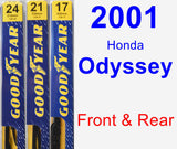 Front & Rear Wiper Blade Pack for 2001 Honda Odyssey - Premium