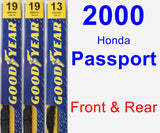 Front & Rear Wiper Blade Pack for 2000 Honda Passport - Premium