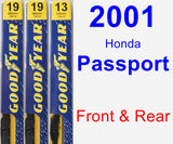 Front & Rear Wiper Blade Pack for 2001 Honda Passport - Premium