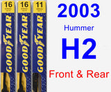 Front & Rear Wiper Blade Pack for 2003 Hummer H2 - Premium