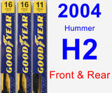 Front & Rear Wiper Blade Pack for 2004 Hummer H2 - Premium