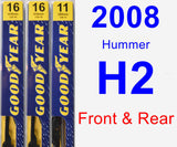 Front & Rear Wiper Blade Pack for 2008 Hummer H2 - Premium