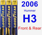 Front & Rear Wiper Blade Pack for 2006 Hummer H3 - Premium