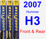 Front & Rear Wiper Blade Pack for 2007 Hummer H3 - Premium