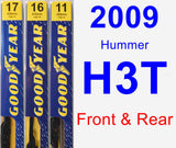 Front & Rear Wiper Blade Pack for 2009 Hummer H3T - Premium