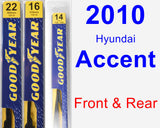Front & Rear Wiper Blade Pack for 2010 Hyundai Accent - Premium