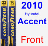 Front Wiper Blade Pack for 2010 Hyundai Accent - Premium