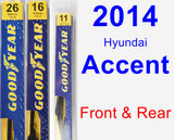 Front & Rear Wiper Blade Pack for 2014 Hyundai Accent - Premium