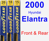 Front & Rear Wiper Blade Pack for 2000 Hyundai Elantra - Premium