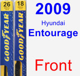 Front Wiper Blade Pack for 2009 Hyundai Entourage - Premium