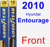 Front Wiper Blade Pack for 2010 Hyundai Entourage - Premium