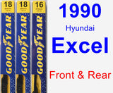 Front & Rear Wiper Blade Pack for 1990 Hyundai Excel - Premium