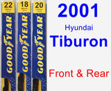 Front & Rear Wiper Blade Pack for 2001 Hyundai Tiburon - Premium