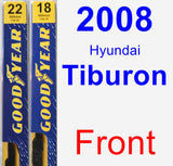 Front Wiper Blade Pack for 2008 Hyundai Tiburon - Premium