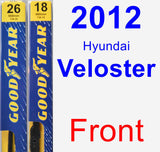 Front Wiper Blade Pack for 2012 Hyundai Veloster - Premium