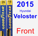 Front Wiper Blade Pack for 2015 Hyundai Veloster - Premium