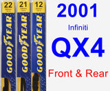 Front & Rear Wiper Blade Pack for 2001 Infiniti QX4 - Premium