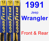 Front & Rear Wiper Blade Pack for 1991 Jeep Wrangler - Premium
