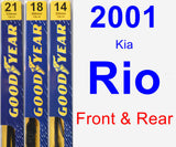 Front & Rear Wiper Blade Pack for 2001 Kia Rio - Premium