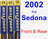 Front & Rear Wiper Blade Pack for 2002 Kia Sedona - Premium