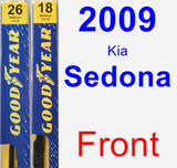 Front Wiper Blade Pack for 2009 Kia Sedona - Premium