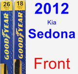 Front Wiper Blade Pack for 2012 Kia Sedona - Premium