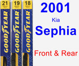 Front & Rear Wiper Blade Pack for 2001 Kia Sephia - Premium