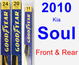 Front & Rear Wiper Blade Pack for 2010 Kia Soul - Premium