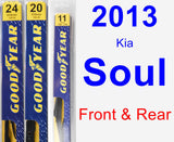 Front & Rear Wiper Blade Pack for 2013 Kia Soul - Premium