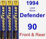 Front & Rear Wiper Blade Pack for 1994 Land Rover Defender 90 - Premium