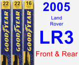 Front & Rear Wiper Blade Pack for 2005 Land Rover LR3 - Premium