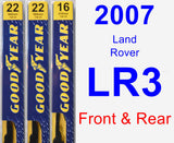 Front & Rear Wiper Blade Pack for 2007 Land Rover LR3 - Premium