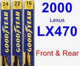 Front & Rear Wiper Blade Pack for 2000 Lexus LX470 - Premium
