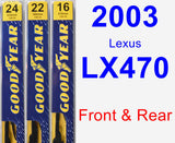 Front & Rear Wiper Blade Pack for 2003 Lexus LX470 - Premium