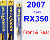 Front & Rear Wiper Blade Pack for 2007 Lexus RX350 - Premium