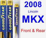 Front & Rear Wiper Blade Pack for 2008 Lincoln MKX - Premium