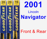 Front & Rear Wiper Blade Pack for 2001 Lincoln Navigator - Premium