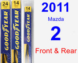 Front & Rear Wiper Blade Pack for 2011 Mazda 2 - Premium