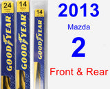 Front & Rear Wiper Blade Pack for 2013 Mazda 2 - Premium