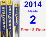 Front & Rear Wiper Blade Pack for 2014 Mazda 2 - Premium