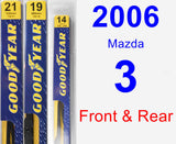 Front & Rear Wiper Blade Pack for 2006 Mazda 3 - Premium