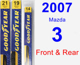 Front & Rear Wiper Blade Pack for 2007 Mazda 3 - Premium