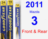 Front & Rear Wiper Blade Pack for 2011 Mazda 3 - Premium