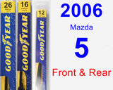 Front & Rear Wiper Blade Pack for 2006 Mazda 5 - Premium