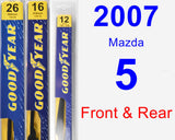 Front & Rear Wiper Blade Pack for 2007 Mazda 5 - Premium