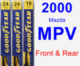 Front & Rear Wiper Blade Pack for 2000 Mazda MPV - Premium