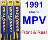 Front & Rear Wiper Blade Pack for 1991 Mazda MPV - Premium